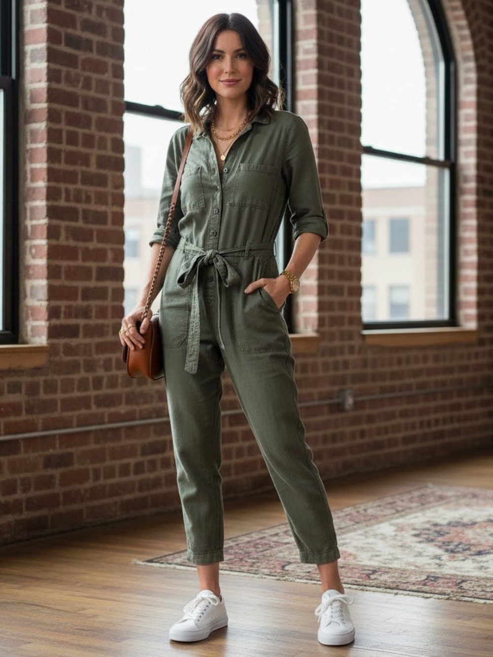 VTG Y2K Abercrombie & Fitch Army Green Utility Jumpsuit Sz Medium